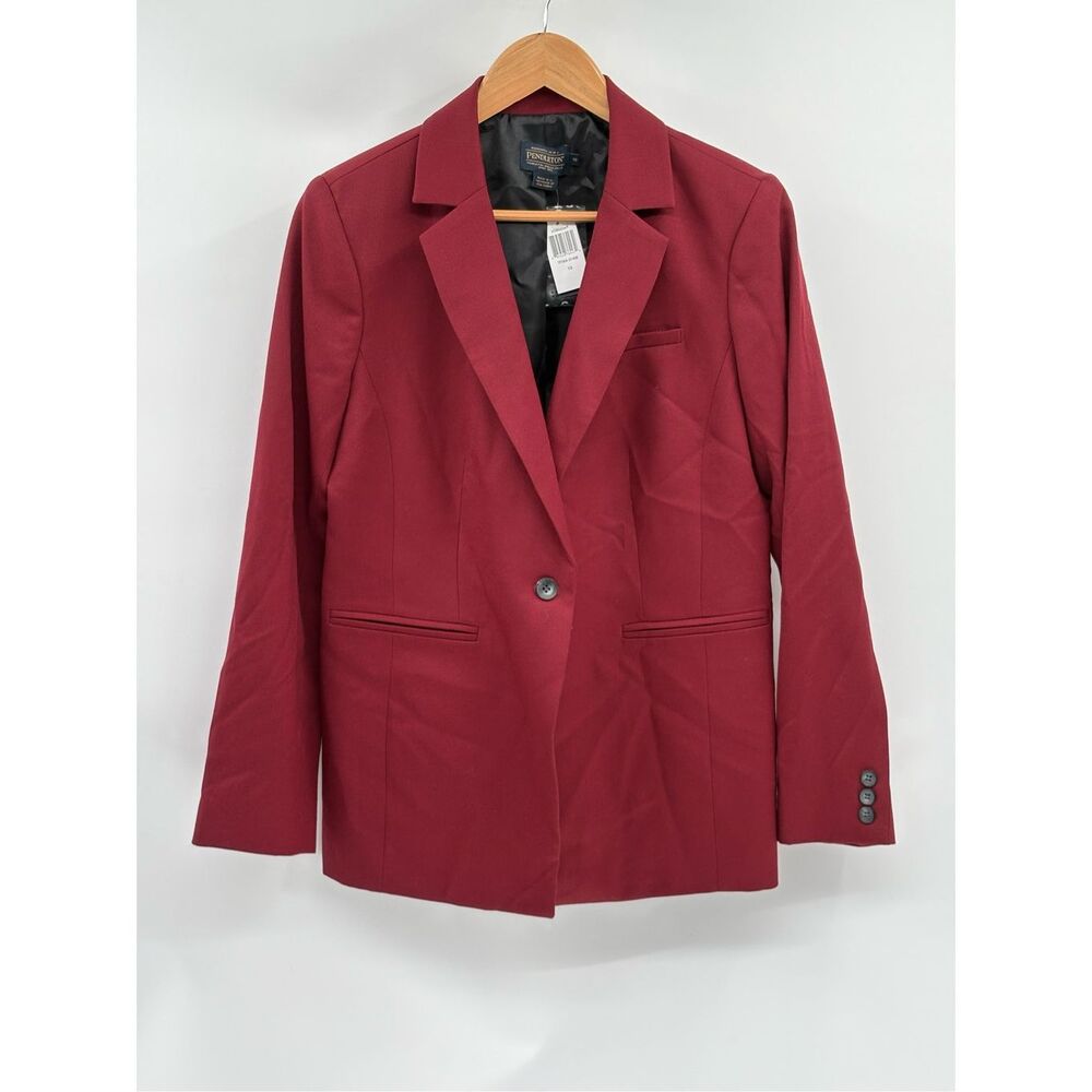 Pendleton Blazer Suit Jacket Women Size‎ 10 Red Wool New